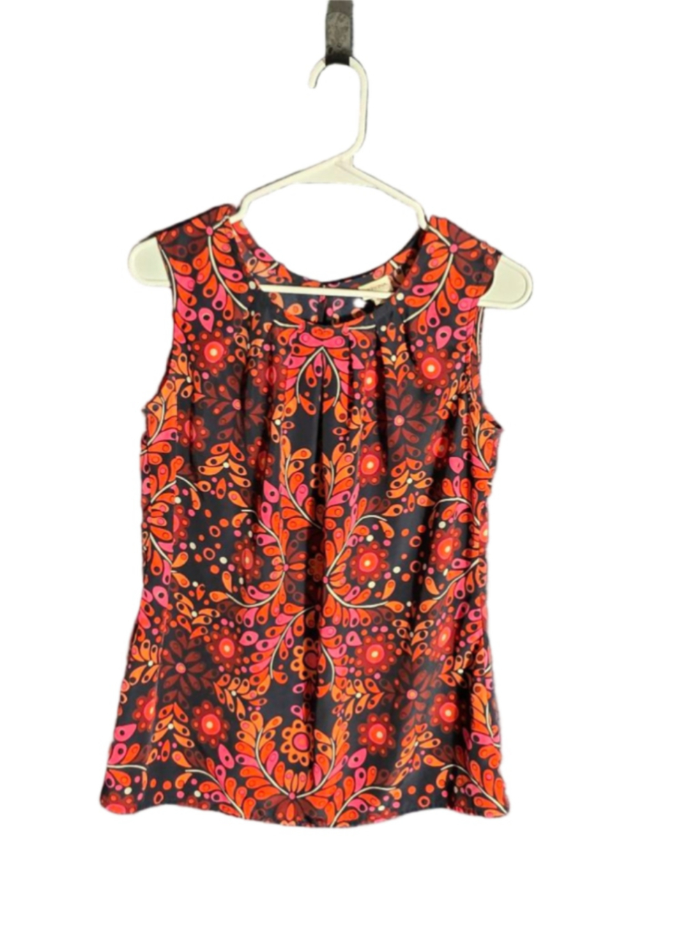 Women's Merona Navy Orange Floral Sleeveless Tank Top SP boho silky y2k 90's